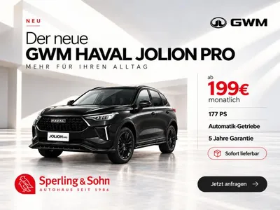 GWM GWM Jolion Pro PREMIUM ✔️❗ Schiebedach - Apple CarPlay & Android Auto - Automatik-Getriebe ✔️❗ im Leasing von LeasingMarkt.de