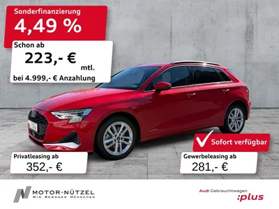 Audi Audi A3 Sportback 40 TFSI e S-TR ADVANCED LED+NAV+AHK im Leasing von Null-Leasing