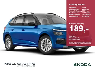 Skoda Skoda Kamiq 1.5 TSI DSG Selection ACC AHK EL.HECK KAM im Leasing von Null-Leasing