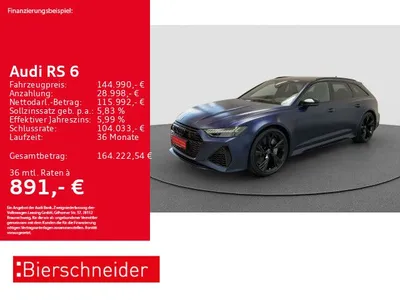 Audi Audi RS6 Av VOLL! MATT 22 AHK KERAMIK PANO STHZ im Leasing von Null-Leasing