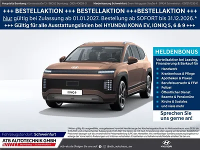 Hyundai Hyundai IONIQ 9 110 kWh Heckantrieb Navi Memory Sitze To im Leasing von Null-Leasing